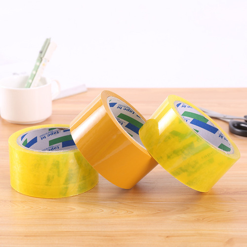 Factory wholesale transparent packing tape sealing tape express tape yellow 50 meters