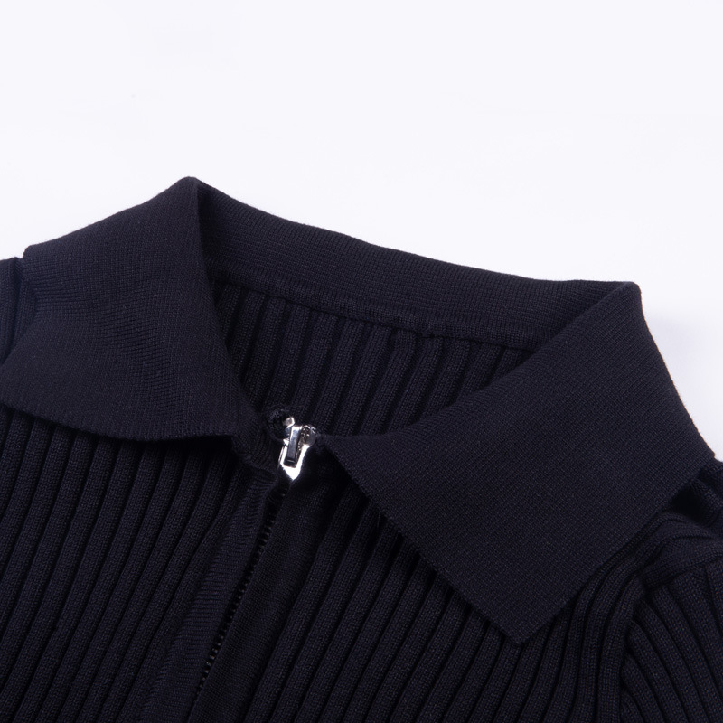 Woolen Double Zipper Long-Sleeved Sweater Cardigan NSAFS103023