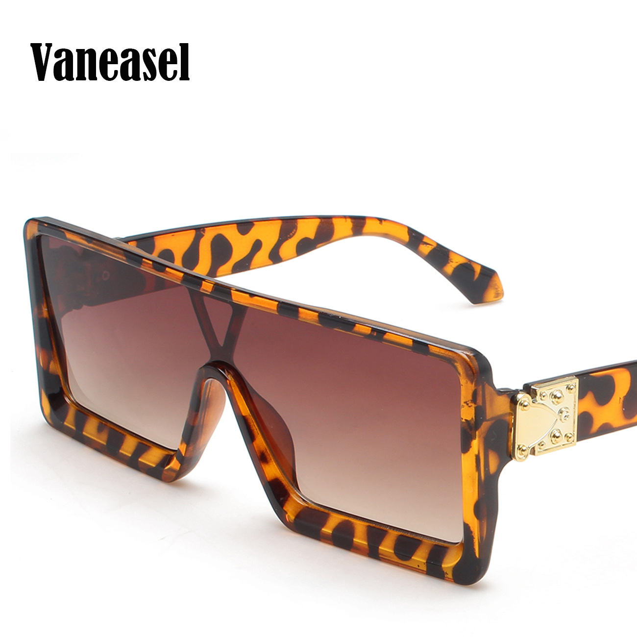 Moda europea y americana pasarela marrón gafas de sol 97049-caja integrada gafas de sol de moda personalizada Rana gafas