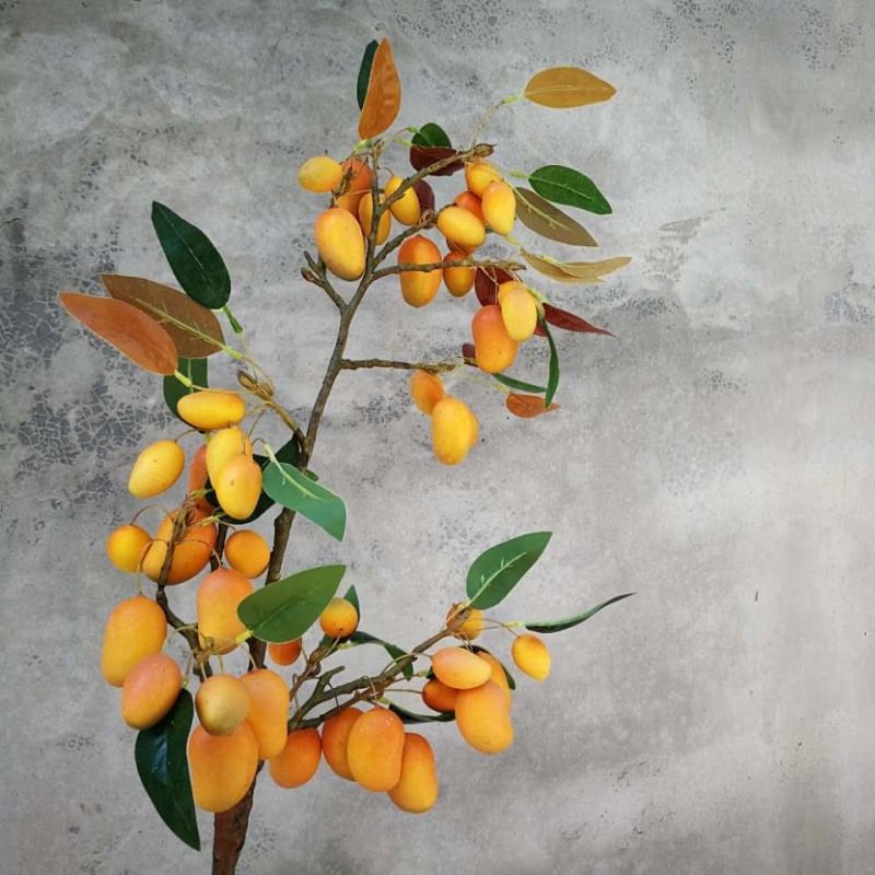 單枝仿真芒果花枝福氣果仿真花果實果子假花批發貨源