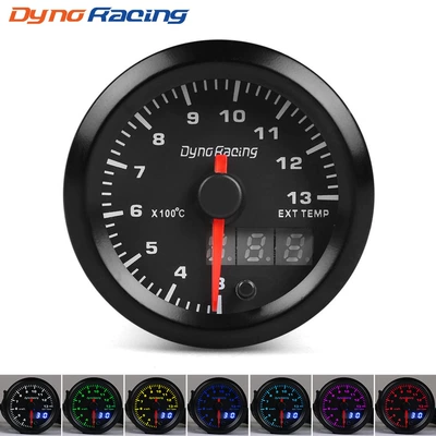 Avtomobil universal qaz çıxışı termometri Rəqəmsal LED LCD ikili displey 52MM