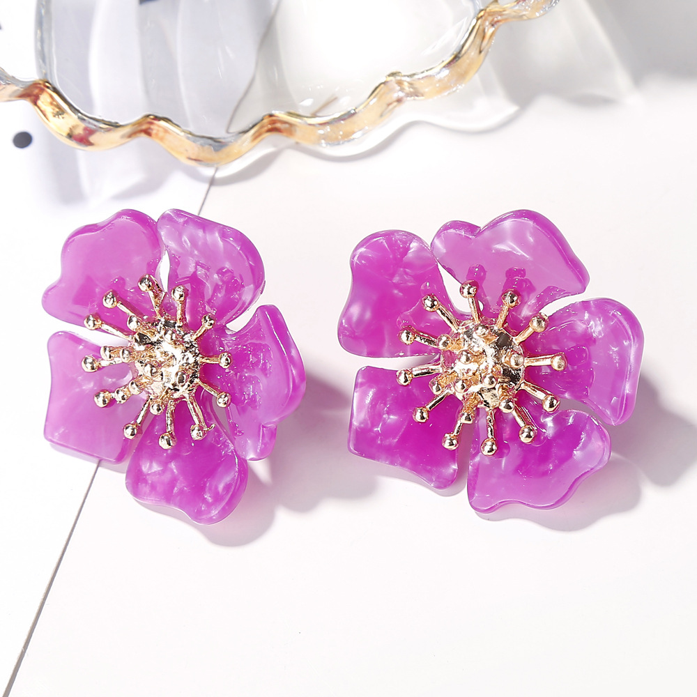 Sweet Flower Stud Earrings Women Acetate Small Fresh Petal Earrings Flower Earrings display picture 4