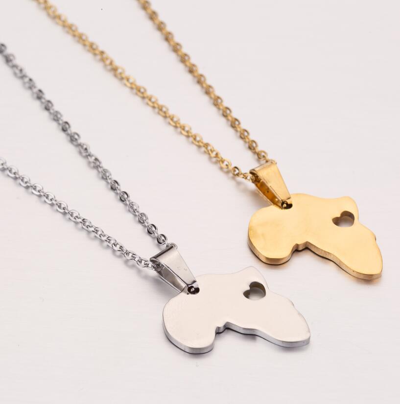 201 Stainless Steel 18K Gold Plated Fashion Plating Map Pendant Necklace display picture 4