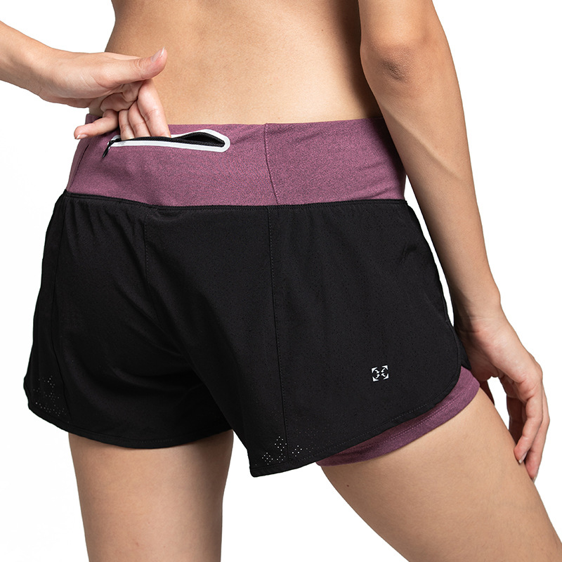 2021新款瑜伽裤 防走光假两件短裤健身跑步运动紧身裤裤批发跨境