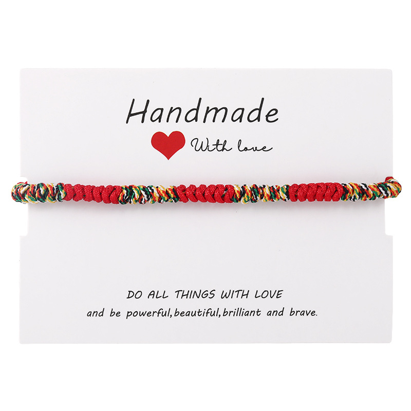 Title 7, Vintage Minimalist Ethnic Lucky Red Rope Bracel...