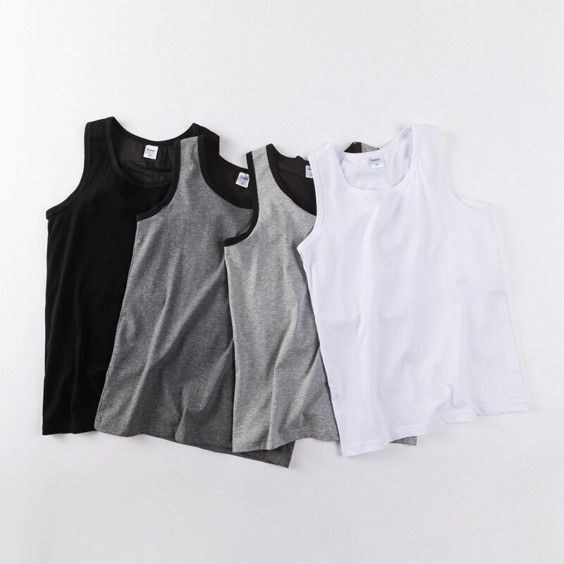 Simple Cotton Vest, Handsome T-Neutral Corset Vest, Summer Breathable Sweat-Absorbent One-Piece Outer Wear Pure Color Vest