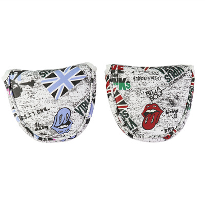 廠家直銷 跨境電商 高爾夫球杆套杆頭套保護套 半圓推杆套PU骷髅