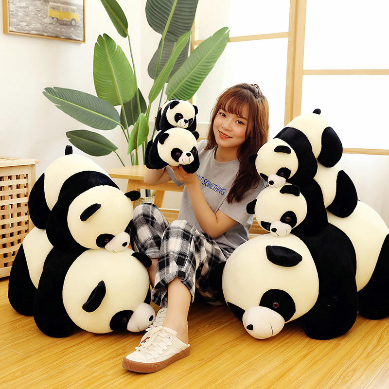 新款爬式熊猫公仔外贸大熊猫毛绒玩具吉祥物定批发代理