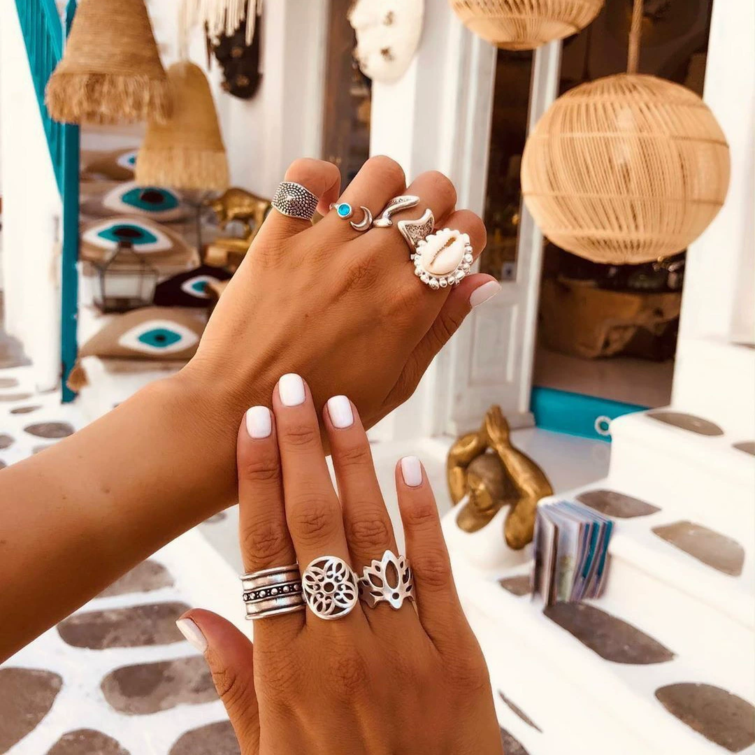 Creative set, metal ring, boho style, European style