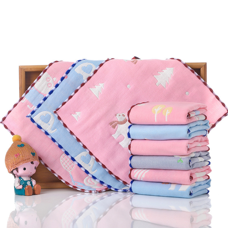 嘟来嘟玩4层软棉纱布柔软婴幼儿小毛巾宝宝洗脸方巾|ru