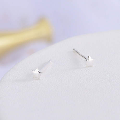 S925 Pure Silver Korean Style Five-pointed Star Earrings Geometric Triangle Shape Ear Studs for Men and Women, Drop Ship