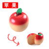 Wooden family fruit toy for cutting, realistic magnetic kitchen