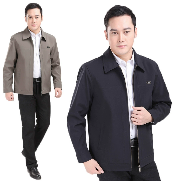 Мужской Топ среднего возраста, повседневная куртка больших размеров, мужская куртка среднего и пожилого возраста, с лацканами, папа, весна и осень, молния