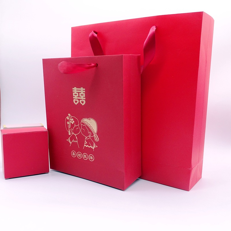 婚庆礼品纸袋 创意喜糖袋子 手提回礼袋结婚礼品袋子喜糖盒定做