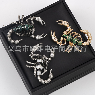 歐美範潮人高檔 個性男士西服胸針蠍子複古徽章裝飾別針大衣配飾