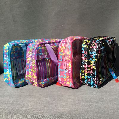 防水網絡紋洗漱包旅遊戶外便攜收納袋新款旅行收納包居家自用包包