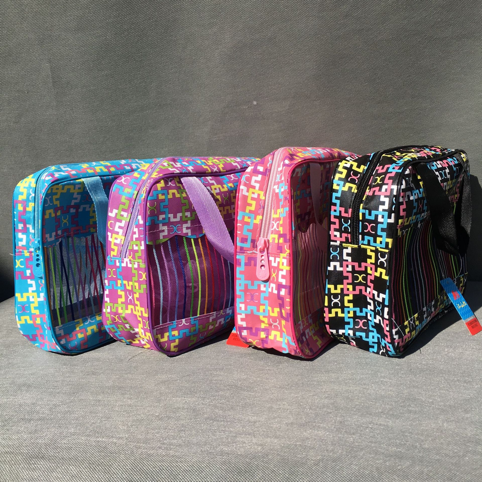 防水網絡紋洗漱包旅遊戶外便攜收納袋新款旅行收納包居家自用包包