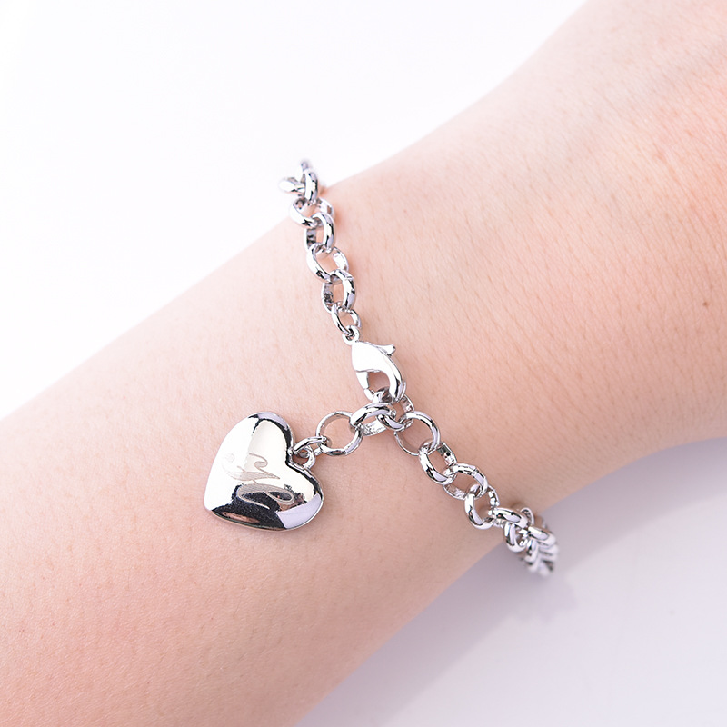 Ig Style Letter Heart Shape Copper Charm Bracelets display picture 3