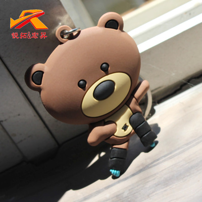pvc布朗熊软胶钥匙扣订做有logo批发软胶动漫挂件钥匙圈厂家批发|ru
