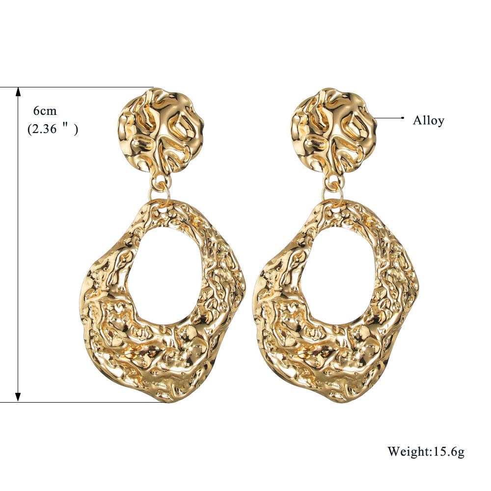 30g Weight Retro Irregular Pleated Hollow Geometric Pendant Earrings