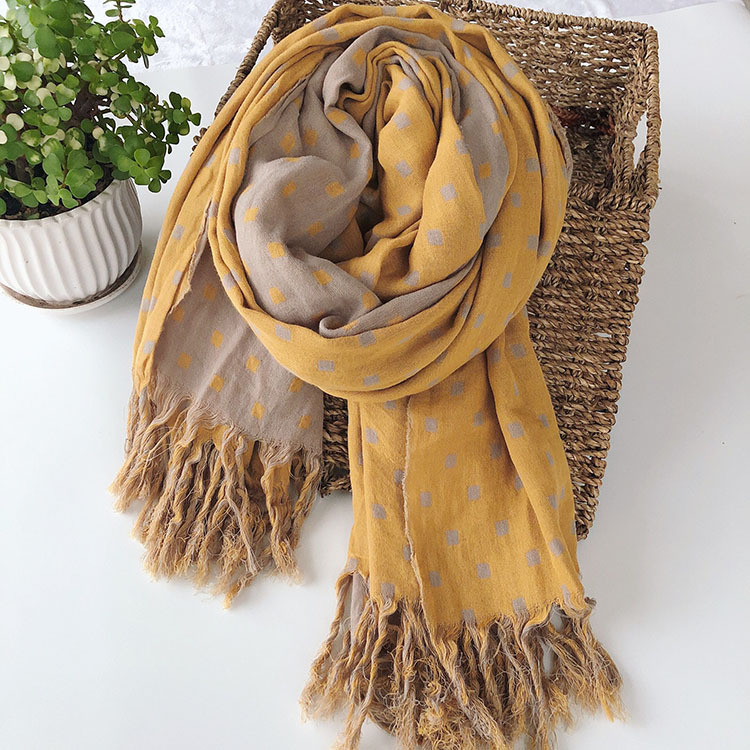 Women's Sweet Lattice Cotton Scarf display picture 4