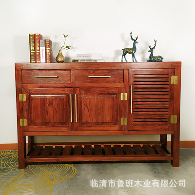 Luban one wood solid wood frame Shoe cabinet modern Chinese style Entrance cabinet Foyer partition shoe rack balcony Lockers