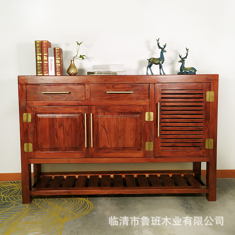Luban one wood solid wood frame Shoe cabinet modern Chinese style Entrance cabinet Foyer partition shoe rack balcony Lockers