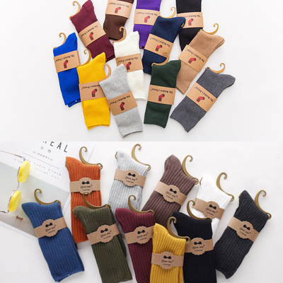 春季新款堆堆袜女条纹女士中筒袜不起球纯棉袜子日韩系百搭女袜|ru