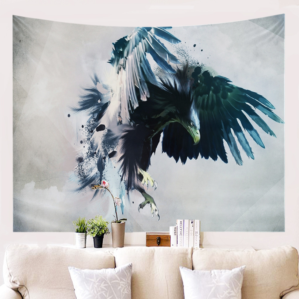跨境新款热卖家居定制苍鹰墙布挂布背景布挂画挂毯墙壁装饰毯