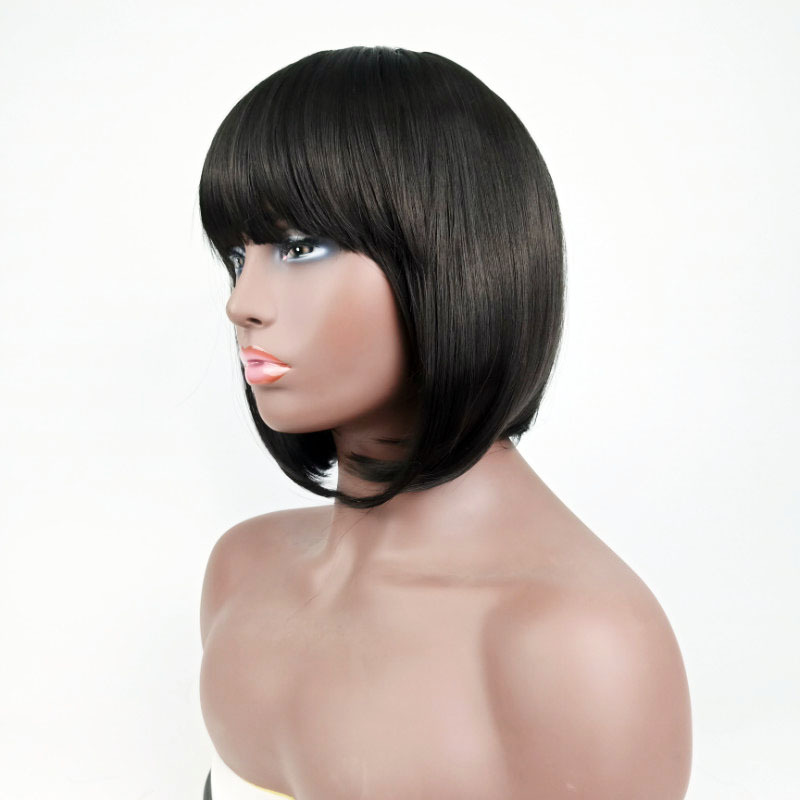 Women's Fashion Party High Temperature Wire Qi Bangs Short Straight Hair Wigs display picture 1