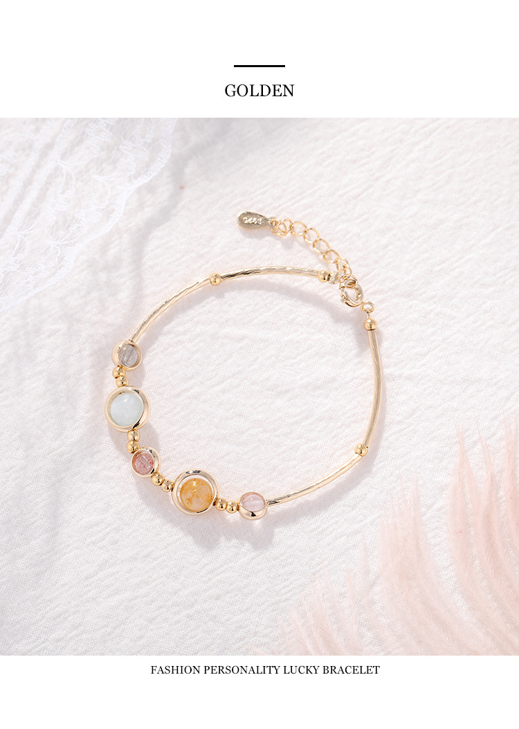 Le Cuivre Plaqué Or 14K Élégant Style Simple Rond Perlé Placage Incruster Cristal Anneaux Bracelets display picture 1