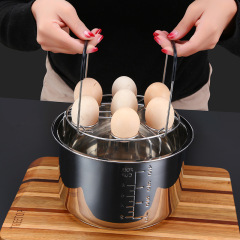304 stainless steel 7-hole foldable double-layer steaming rack multi-functional egg steamer steamer with anti-scalding silicone handle