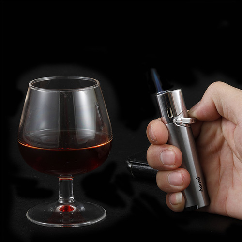 AM7204 long brushed straight lighter creative personality portable inflatable pipe cigar
