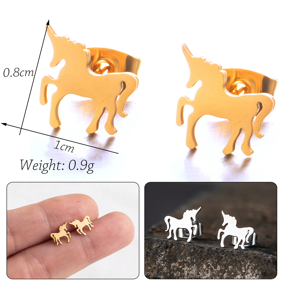 Simple Style Unicorn Alloy No Inlaid Earrings Ear Studs display picture 1