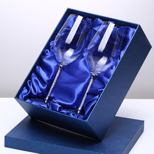水晶钻石无铅红酒杯套装家用刻字高脚杯带钻创意结婚礼物大号礼盒