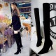 1289-2 the European and American wind fashion sexy nightclub show thin suede boots glass with high heels tines knee-high boots