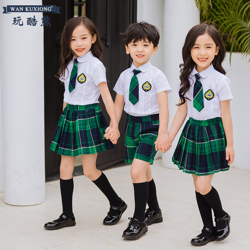 kindergarten Park service Summer wear pupil school uniform graduation men and women Short sleeved suit British style A summer Sixty-one