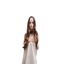 跨境欧美假发长卷发ace closure女士中分假发头套l假发 hair
