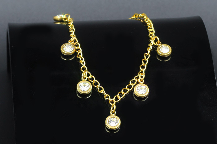 Fashion Geometric Stainless Steel Inlay Zircon Womenu0027S Anklet 1 Piece