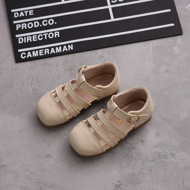 2021夏季新款女童公主鞋 儿童韩版软底 宝宝包头凉鞋 魔术贴