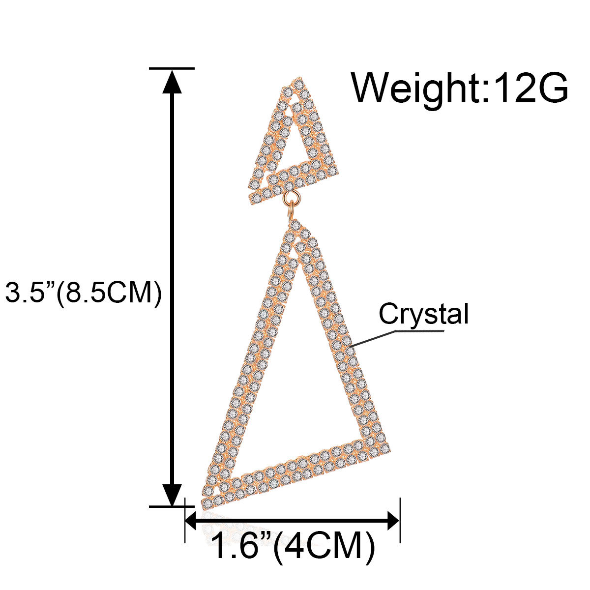 الرجعية مثلث حجر الراين الماس أقراط display picture 1