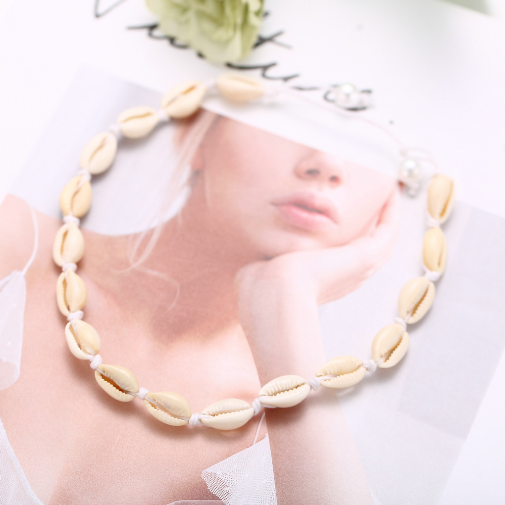  shell necklace creative retro simple shell pearl neck chain_voghion.com