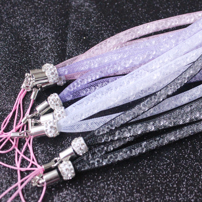 厂家直销手机挂绳玩个手机挂脖链卡套挂绳网纱防摔长吊绳支持定制