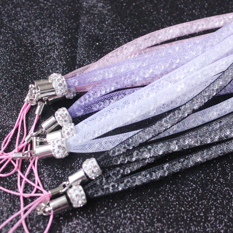 厂家直销手机挂绳玩个手机挂脖链卡套挂绳网纱防摔长吊绳支持定制