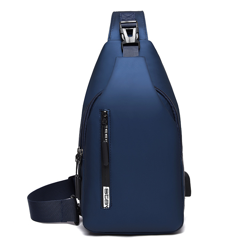 Bolsa de hombro de color sólido para hombres nuevos bolsa de pecho usb bolsa de mensajero de ocio deportivo bolsa de viaje al aire libre bolsa de hombre al por mayor transfronteriza