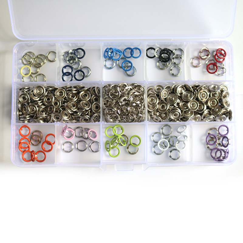 Venta caliente transfronteriza 9,5 MM color hueco pierna alta metal cobre cinco-garra hebilla herramienta traje bebé gateando ropa botón