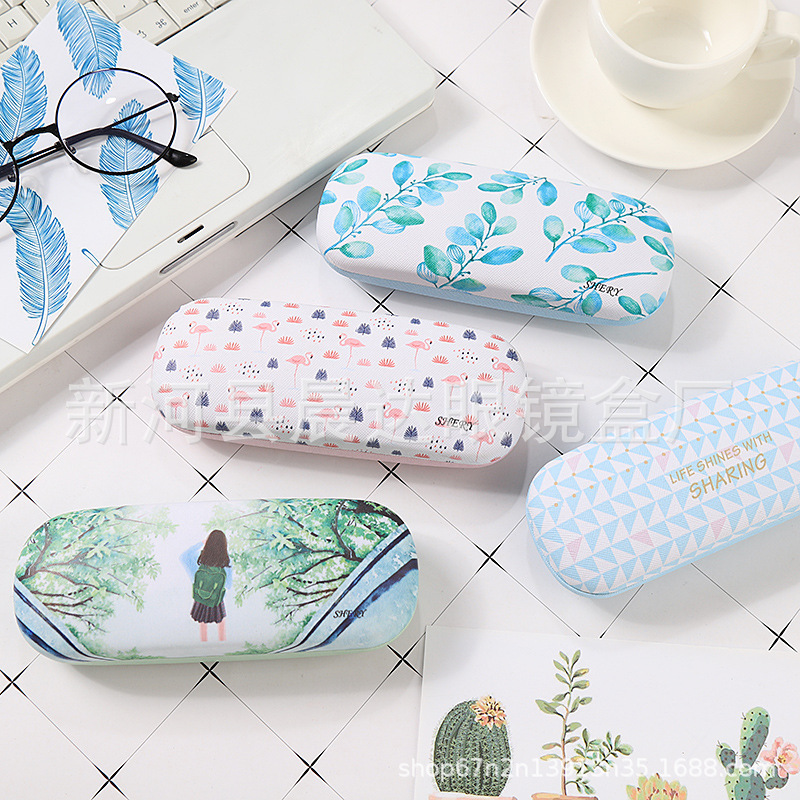 Wholesale men's and women's students Korean-style small fresh cute ins simple portable iron plate drop-resistant glasses case