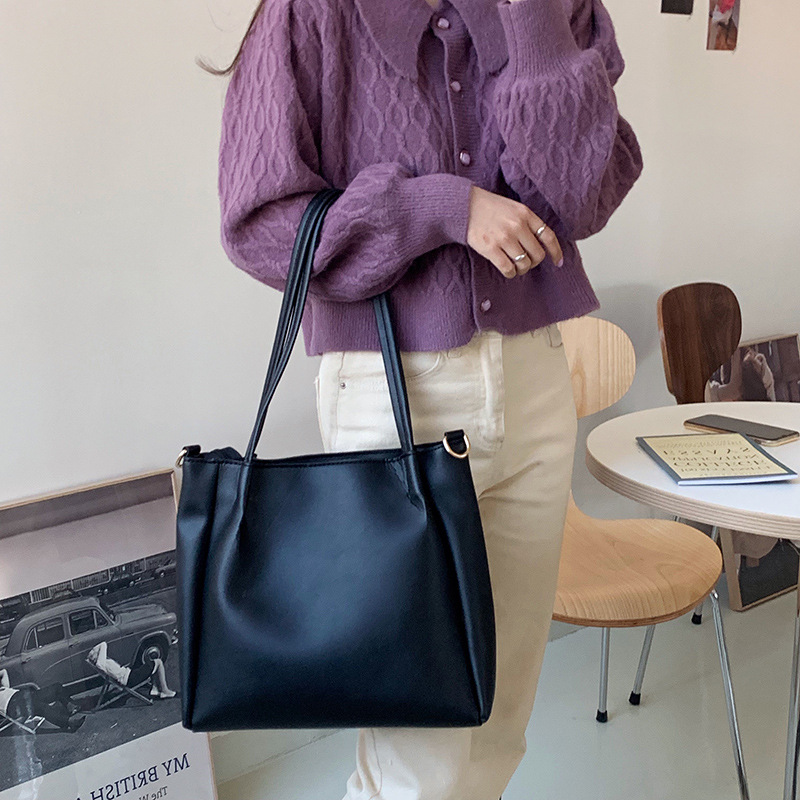 Damen Neue Mode Koreanische Ausgabe Tägliche Schulter Große Kapazität Einfache Tragetasche Student Handheld Umhängetasche_voghion.com