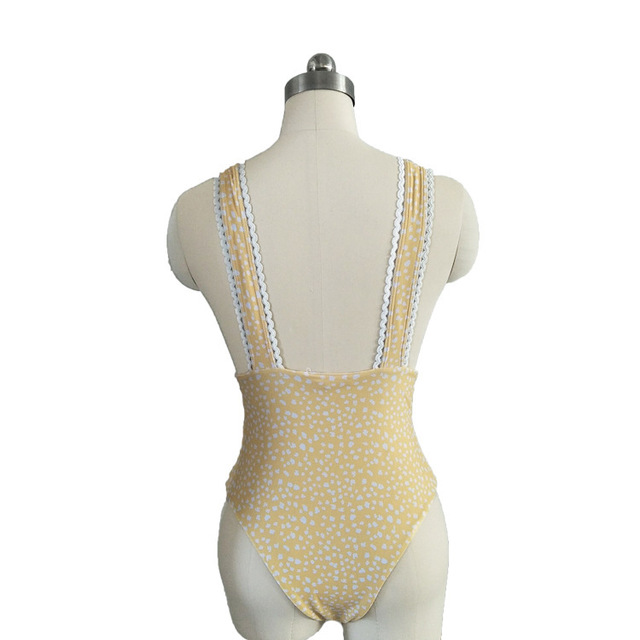 New European and American Ladies’Printed Lace Printed Swimsuit