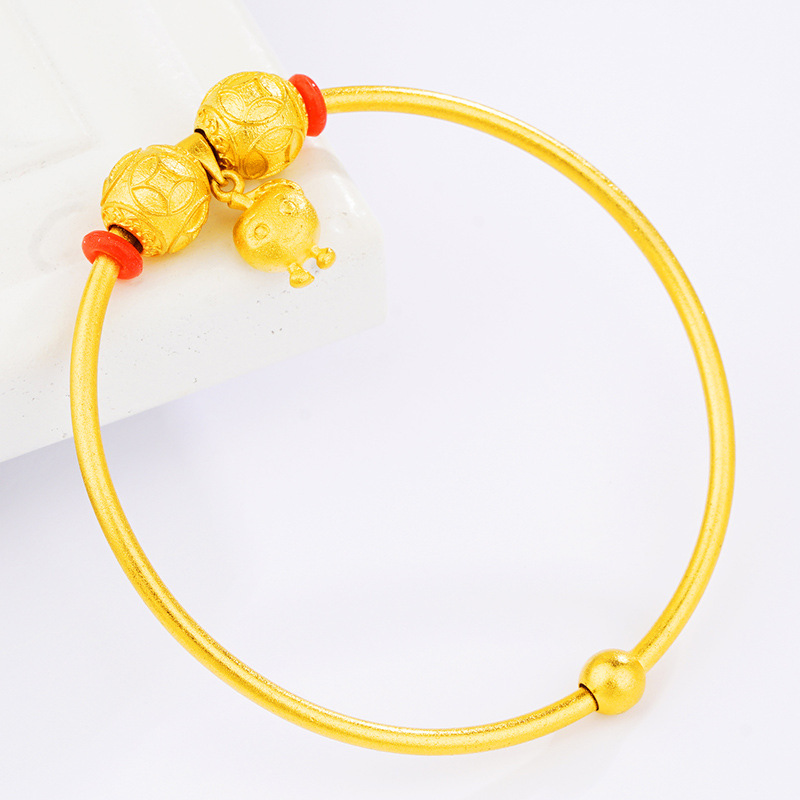 Celebridad en línea arena viva cuentas de oro pulsera mujer imitación oro todo partido chica pulsera abierta chapado en oro pulsera de cuentas de bricolaje